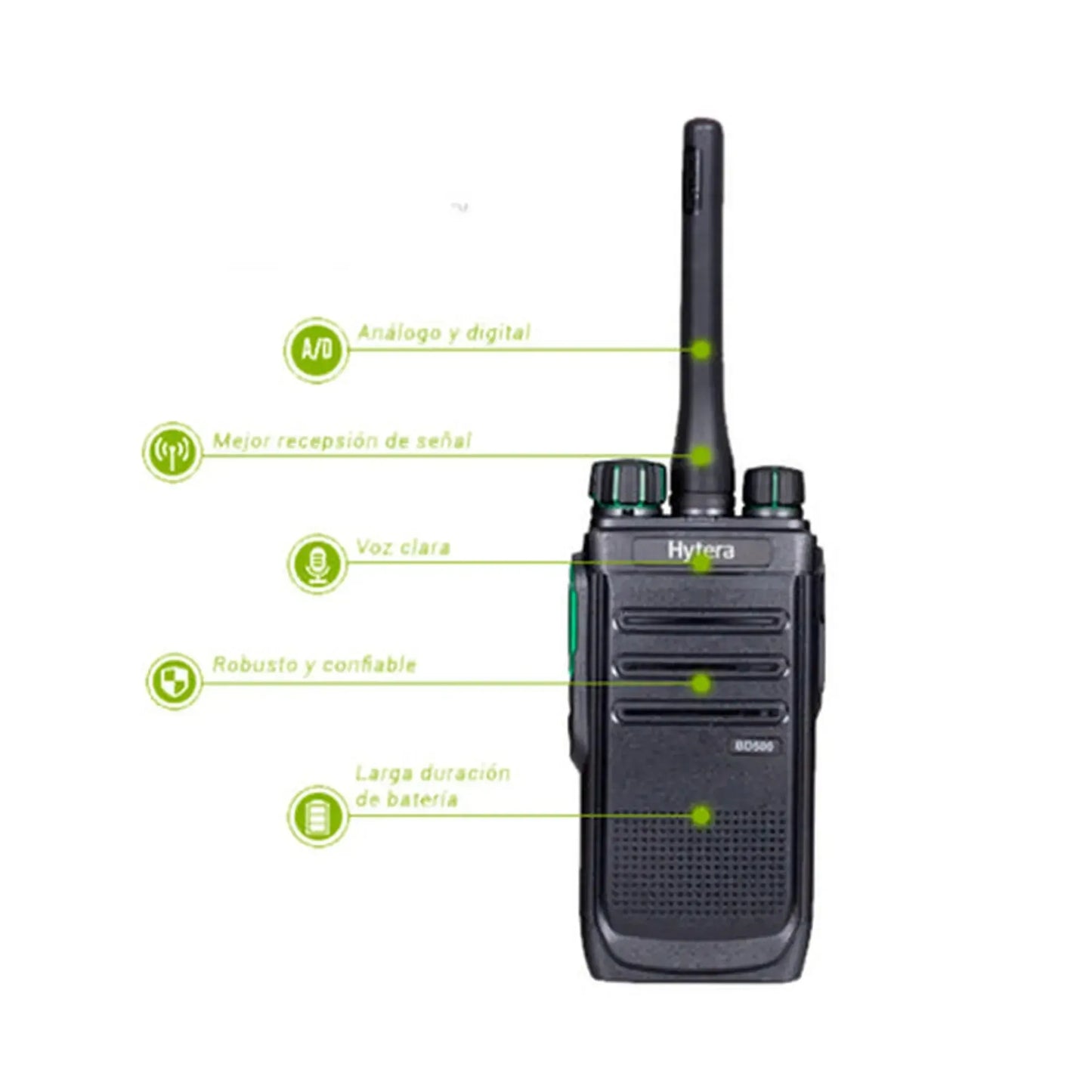 Radio walkie talkie Hytera BD506 Digital y Analógico UHF uso rudo IP54 norma MIL-STD-810G