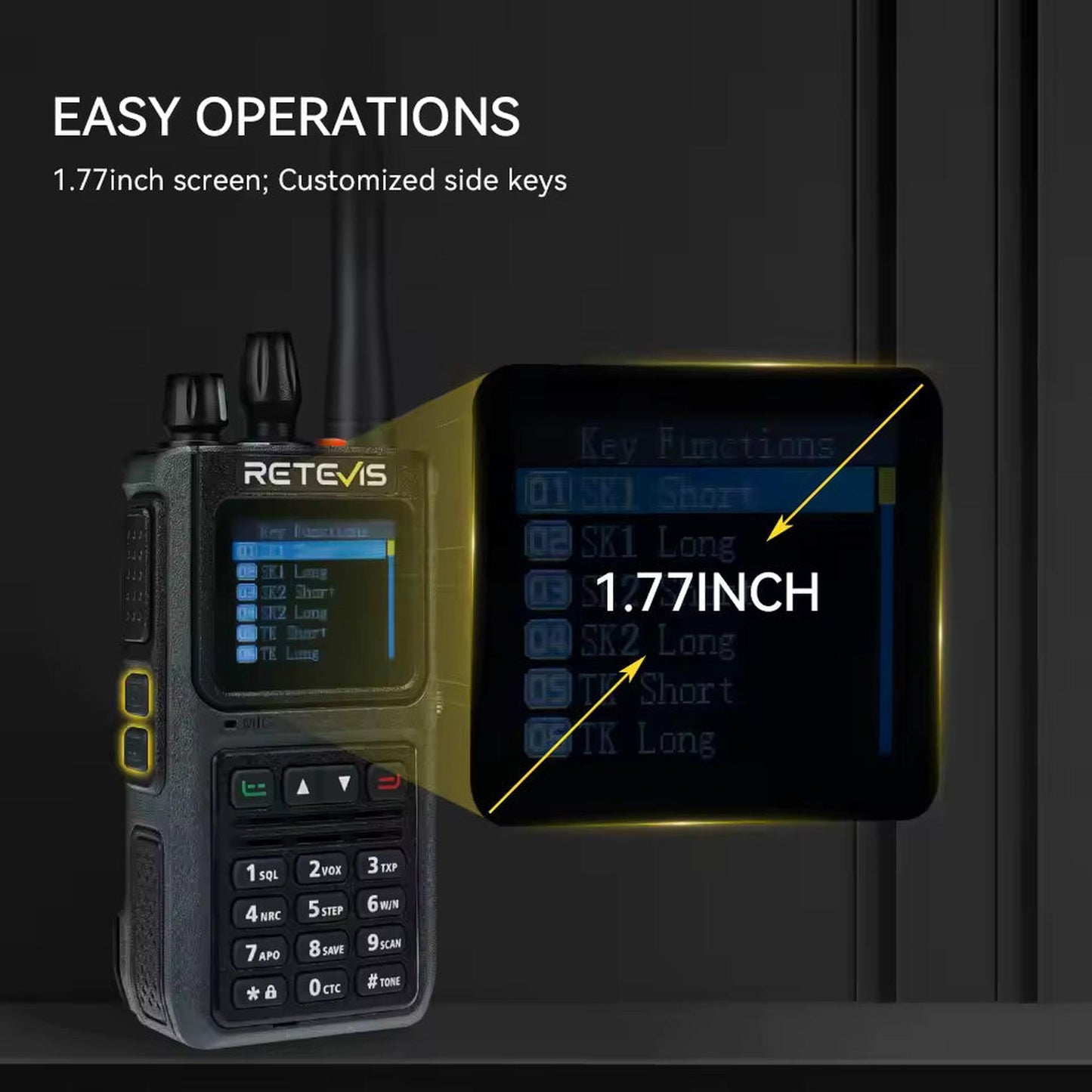 Radio walkie talkie Retevis C1 Sumergible Banda dual UHF/VHF 5W Uso rudo Analógico