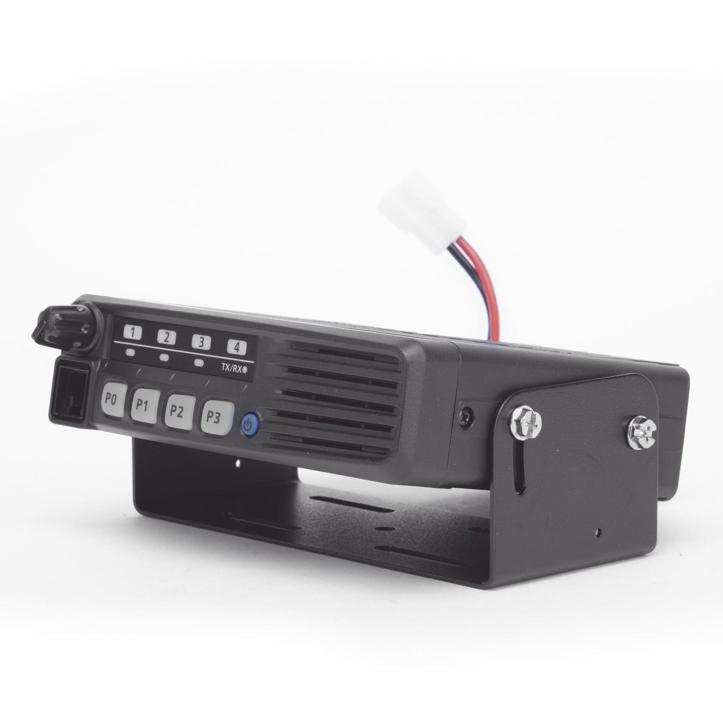 Radio Móvil iCom Analógico UHF 400-470 MHz 50 W de potencia con micrófono, cable de corriente y bracket.