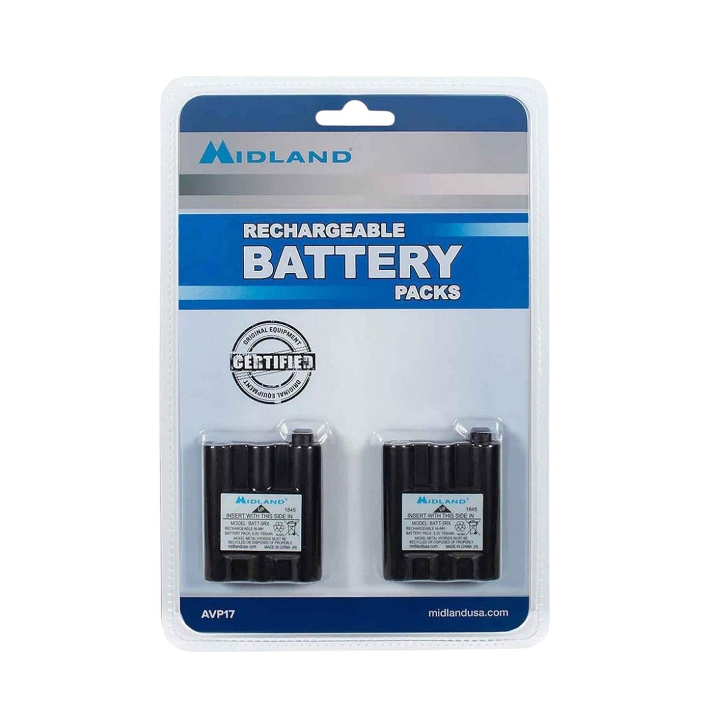 Par de baterías Midland BATT5RX AVP17 compatible con T290 T295 GXT1000 GXT1050