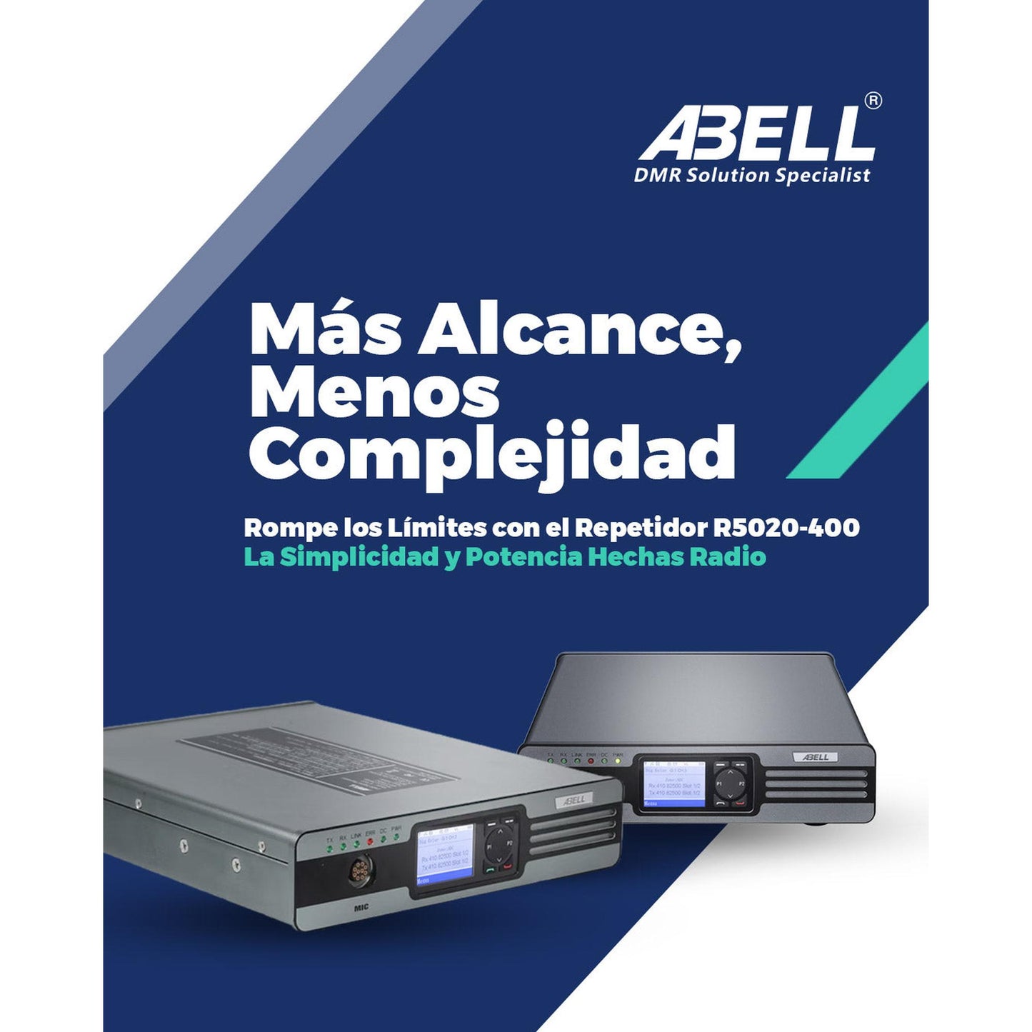 Repetidor de frecuencia Abell R5020-400 UHF 400-470MHz Protocolo ETSI TDMA DMR
