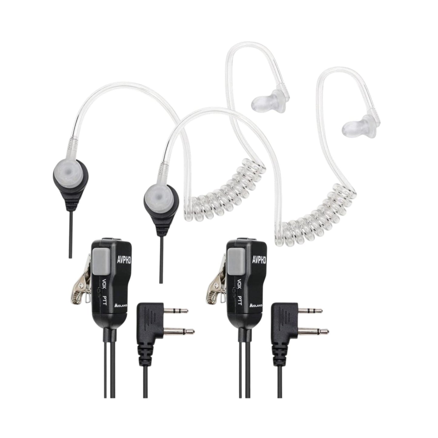 Par de auriculares manos libres Midland AVPH3 PTT Vox diadema audífono tipo escolta