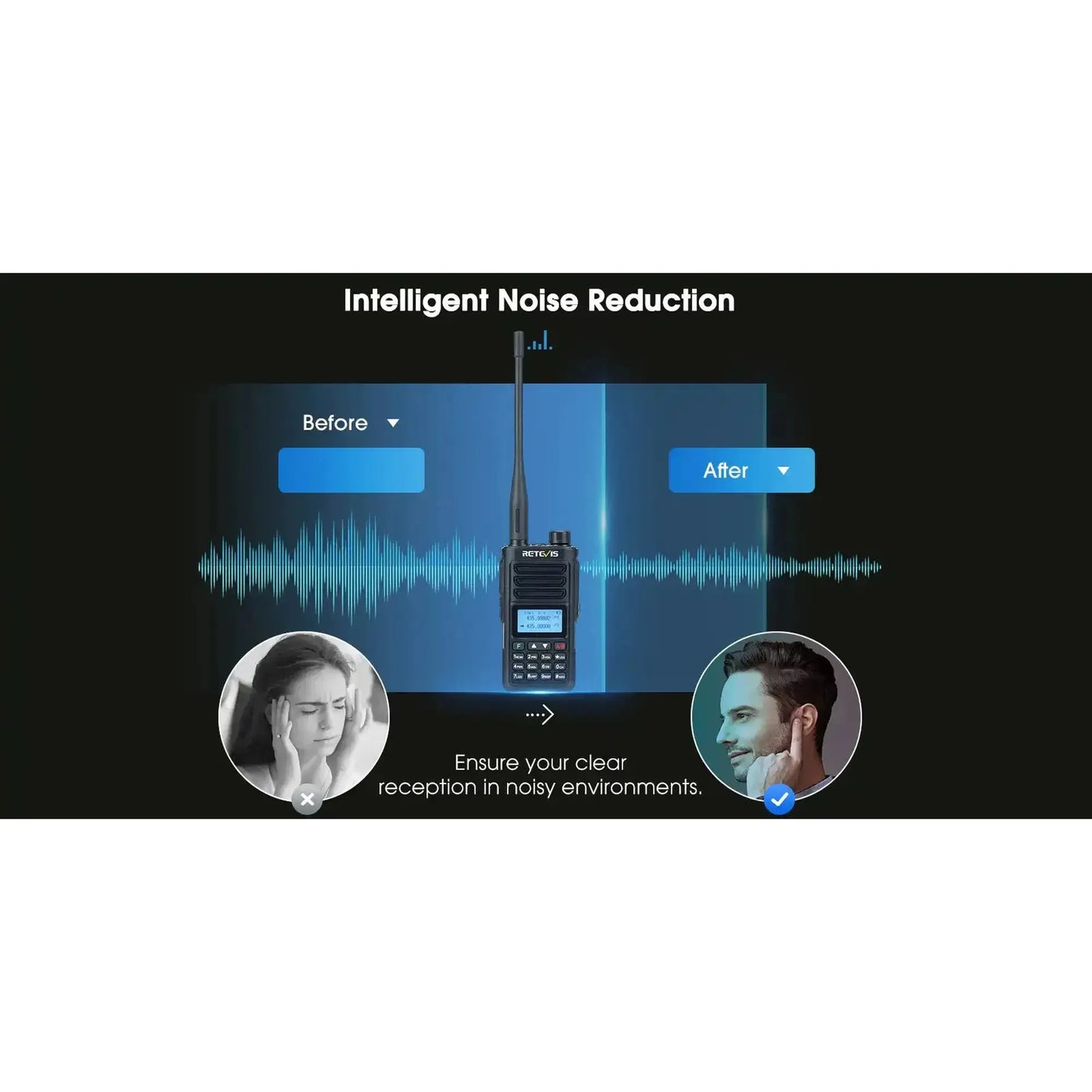 Radio walkie talkie Retevis RA89 Sumergible Banda UHF/VHF/FM 10W de potencia analógico