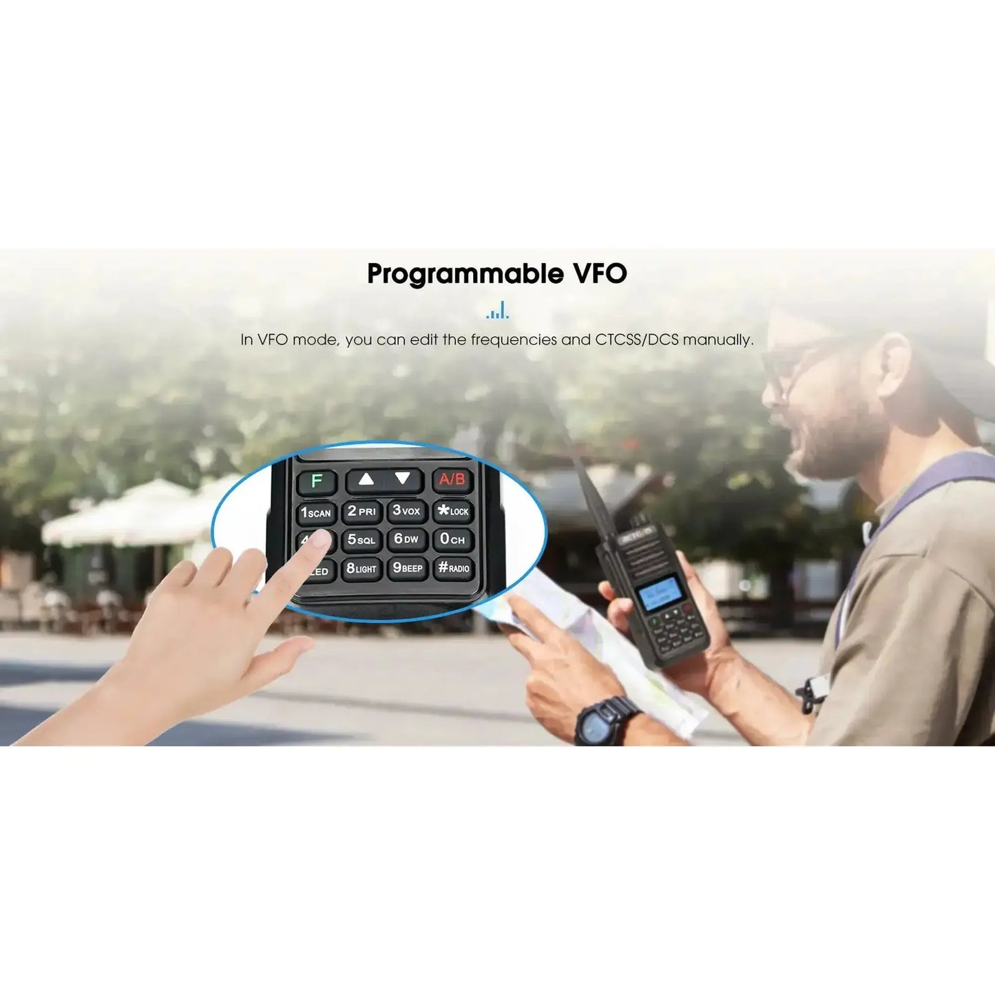 Radio walkie talkie Retevis RA89 Sumergible Banda UHF/VHF/FM 10W de potencia analógico