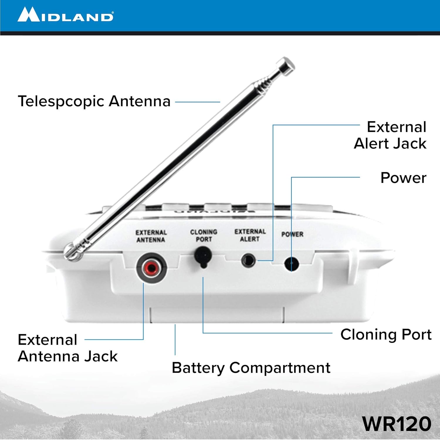 Radio meteorológico Midland WR120 con sistema alerta sísmica cobertura SASMEX S.A.M.E