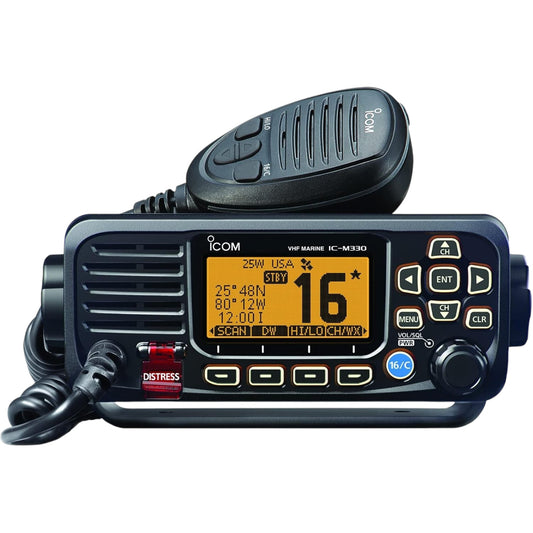 Radio Móvil Marino iCom IC-M330B clase D DSC 25W IPX7 incluye micrófono