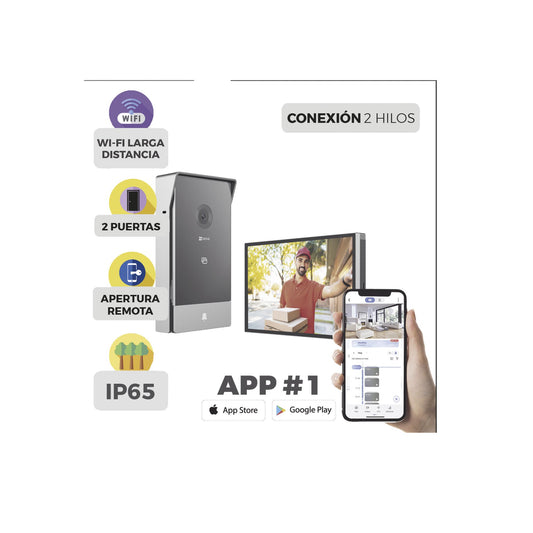 Videoportero IP con monitor WiFi Cámara Apertura remota
