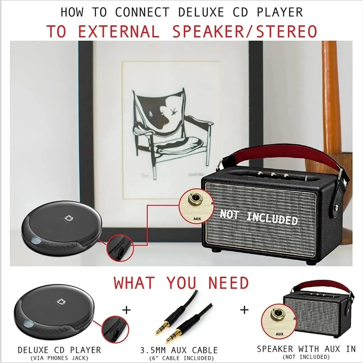 Discman CD Player portátil Antigolpes salida Aux Incluye Audífonos