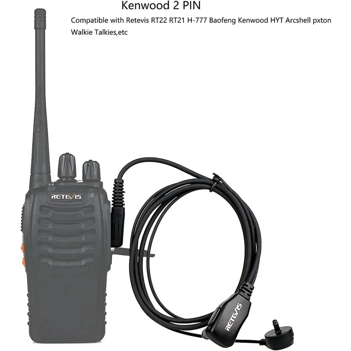 Auricular manos libres Retevis C9003B tipo escolta tubo de aire transparente compatibles con Kenwood Baofeng tXPRO