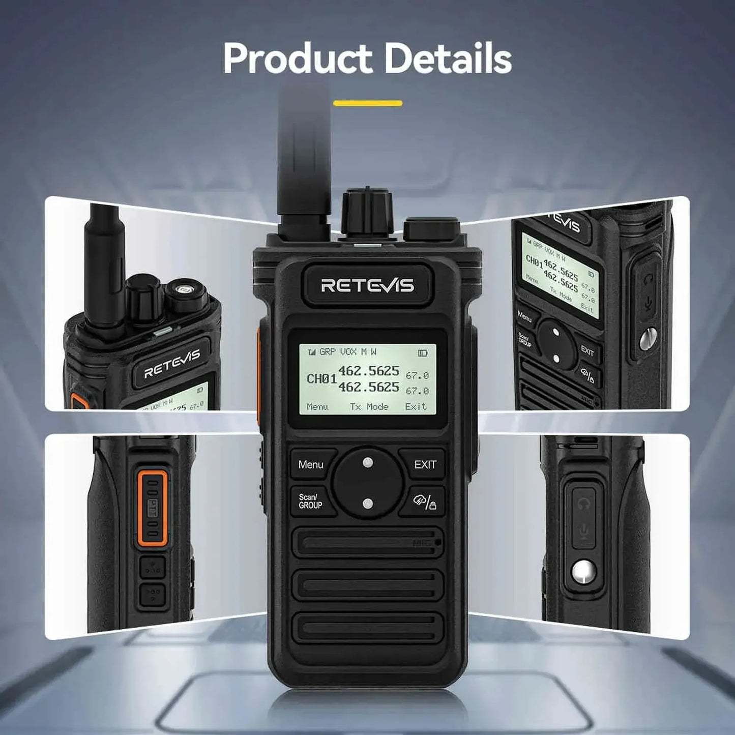 Par radios walkie talkie Retevis RT86S UHF 10W Analógico 16 canales