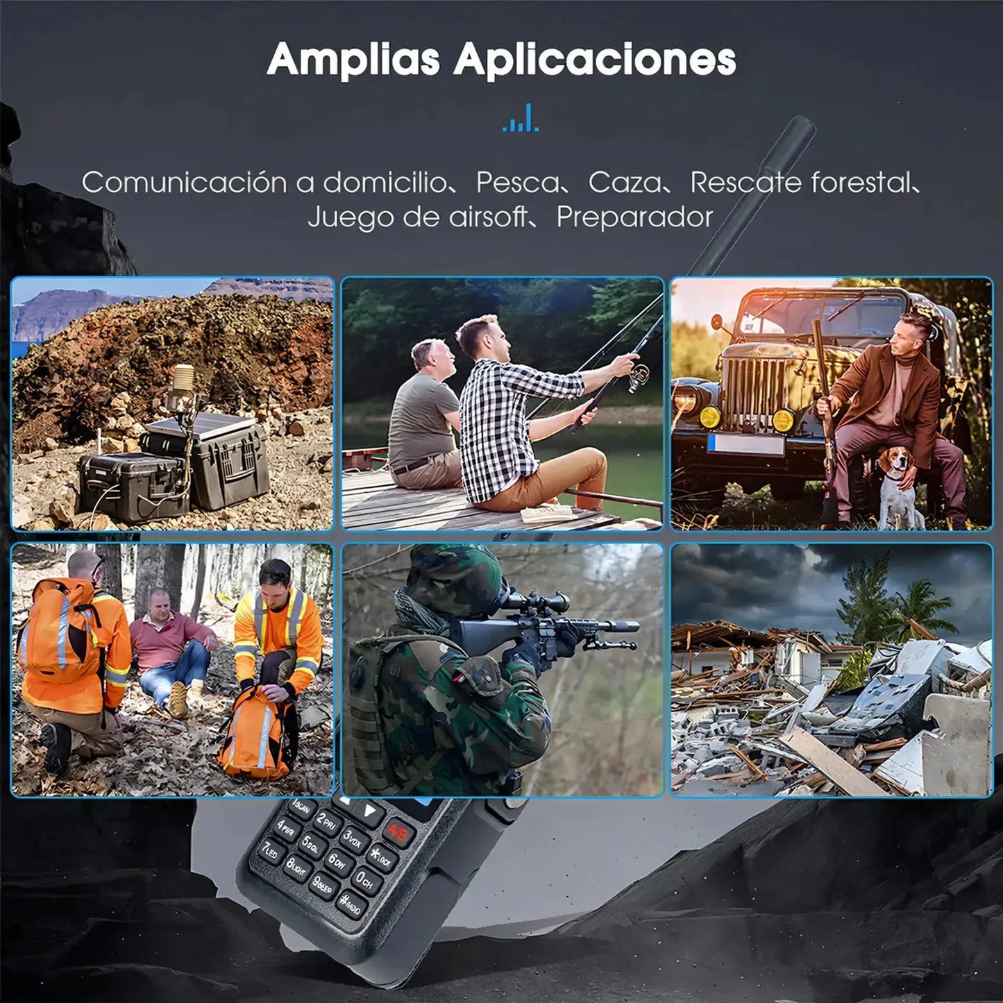 Radio walkie talkie Retevis RA89 Sumergible Banda UHF/VHF/FM 10W de potencia analógico