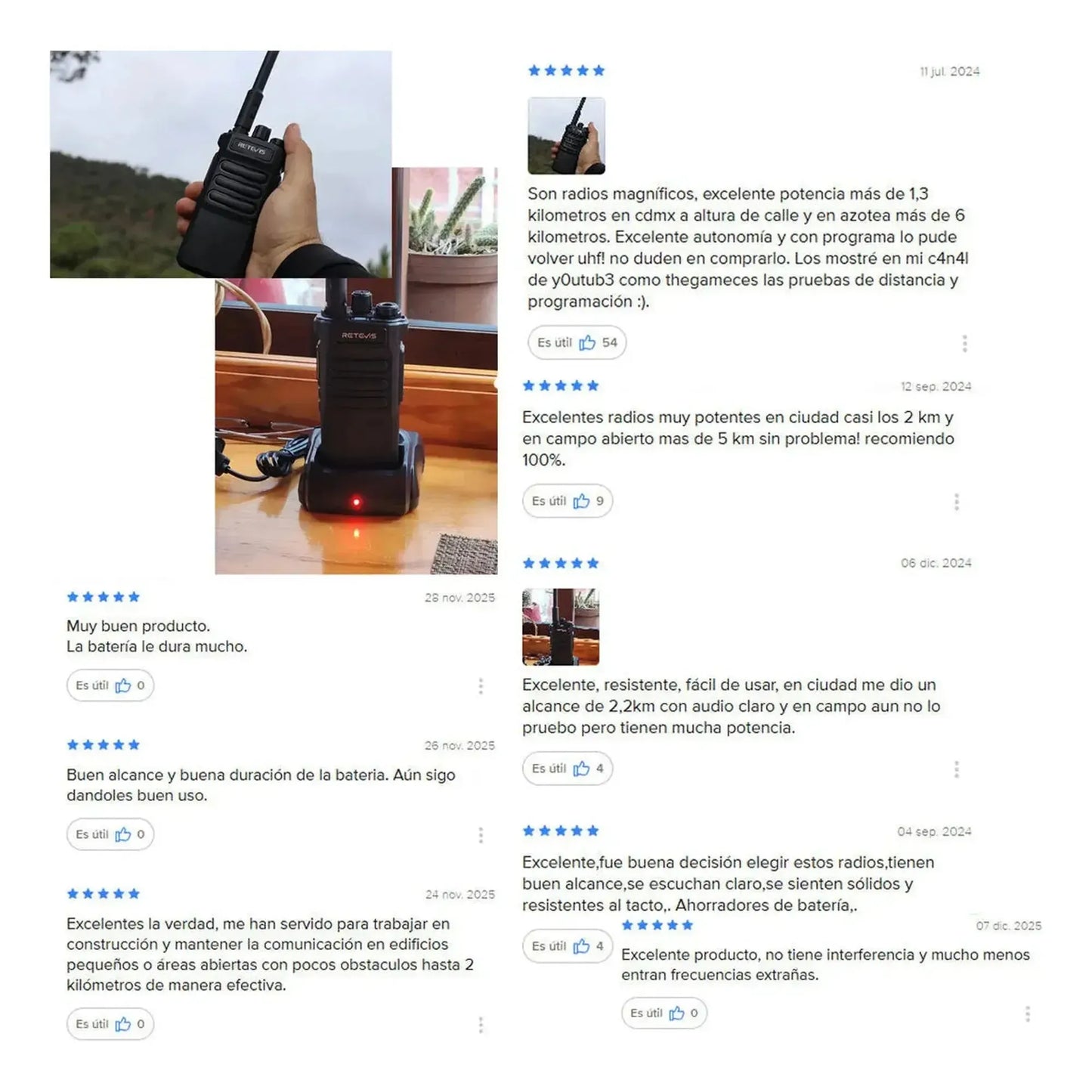Par de radios Walkie Talkie Retevis RT86 Largo alcance 10W UHF 16 canales analógicos