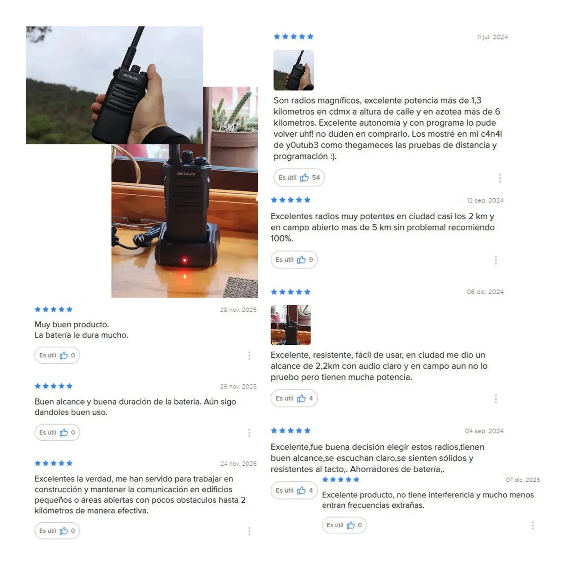 Par de radios Walkie Talkie Retevis RT86 Largo alcance 10W UHF 16 canales analógicos