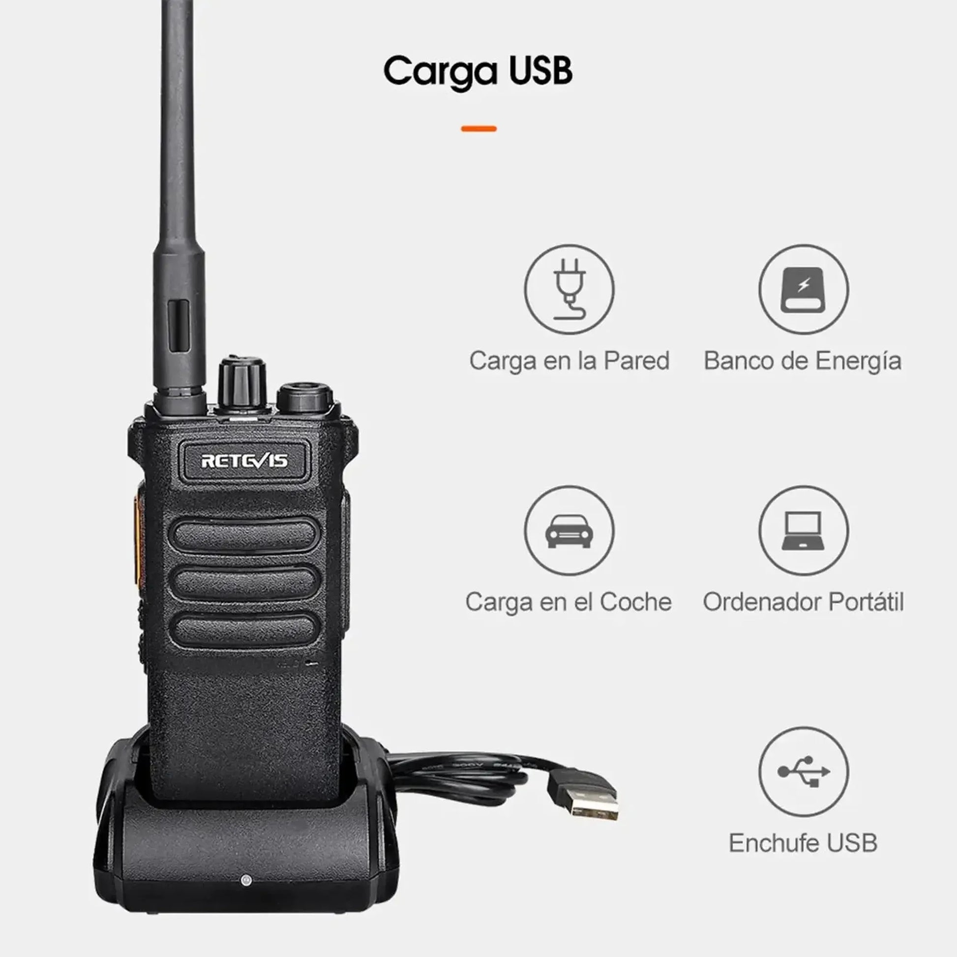 Par de radios Walkie Talkie Retevis RT86 Largo alcance 10W UHF 16 canales analógicos