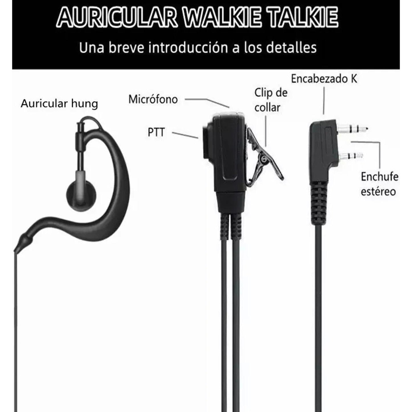 Auricular manos libres Micrófono audífono TXPRO TX-EHM para radios Motorola TC-500 EP450 EP350 R2 Mag One