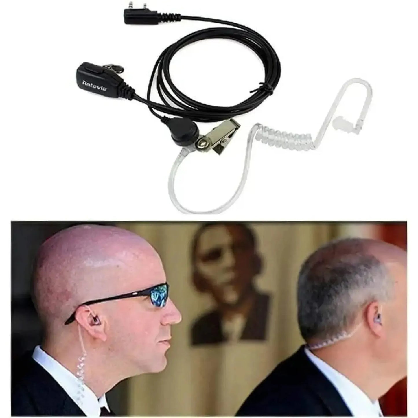 Auricular manos libres Retevis C9003B tipo escolta tubo de aire transparente compatibles con Kenwood Baofeng tXPRO