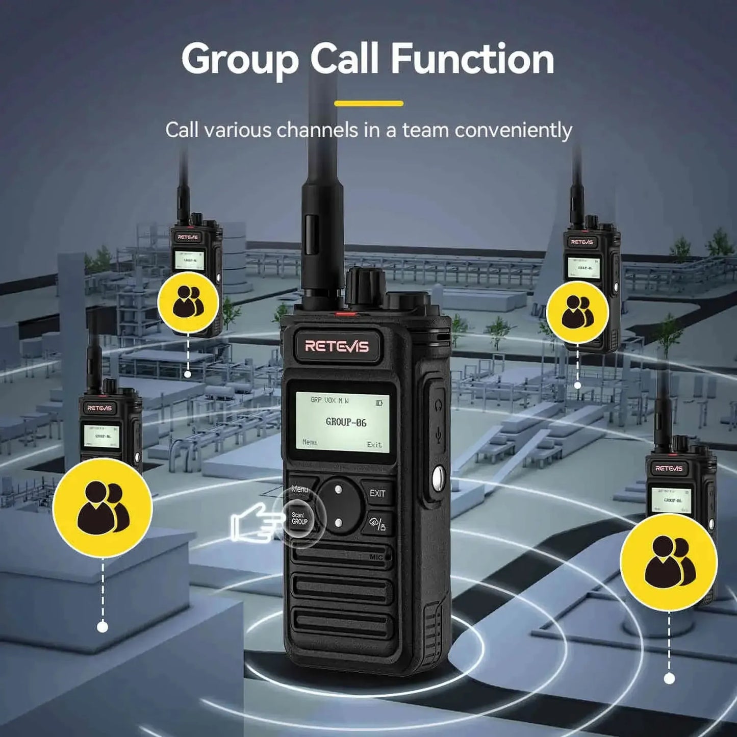 Par radios walkie talkie Retevis RT86S UHF 10W Analógico 16 canales