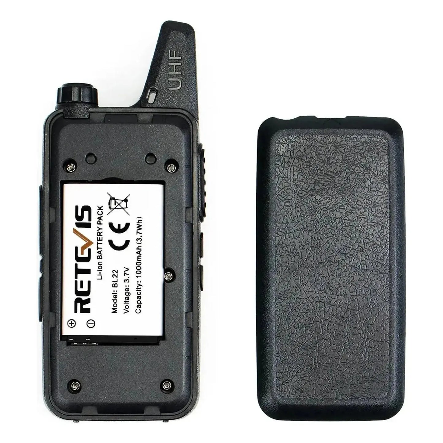 Par radios walkie talkie Retevis RT22 UHF Analógico 2W 16 canales incluye manos libres