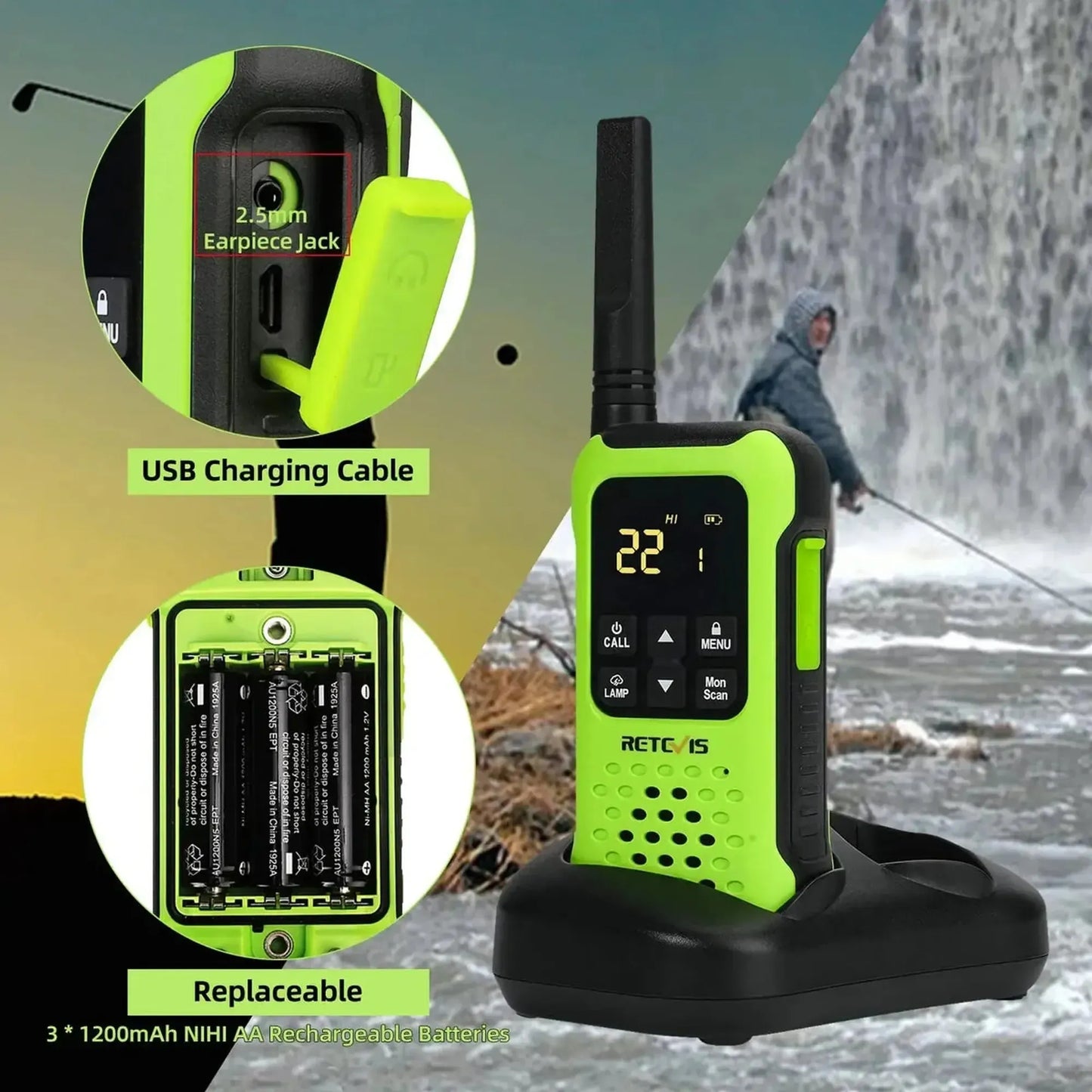 Par radios walkie talkie Retevis RT49P FRS sumergibles flotantes