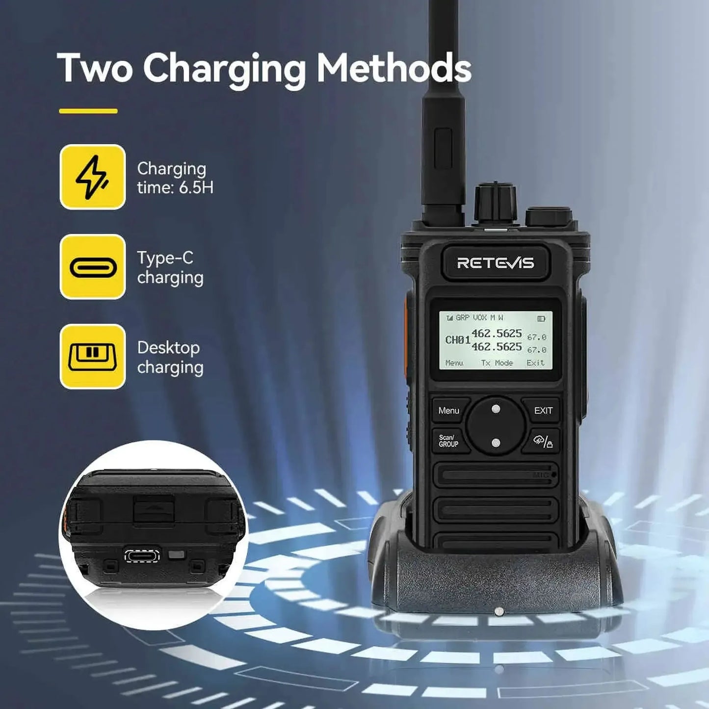 Par radios walkie talkie Retevis RT86S UHF 10W Analógico 16 canales