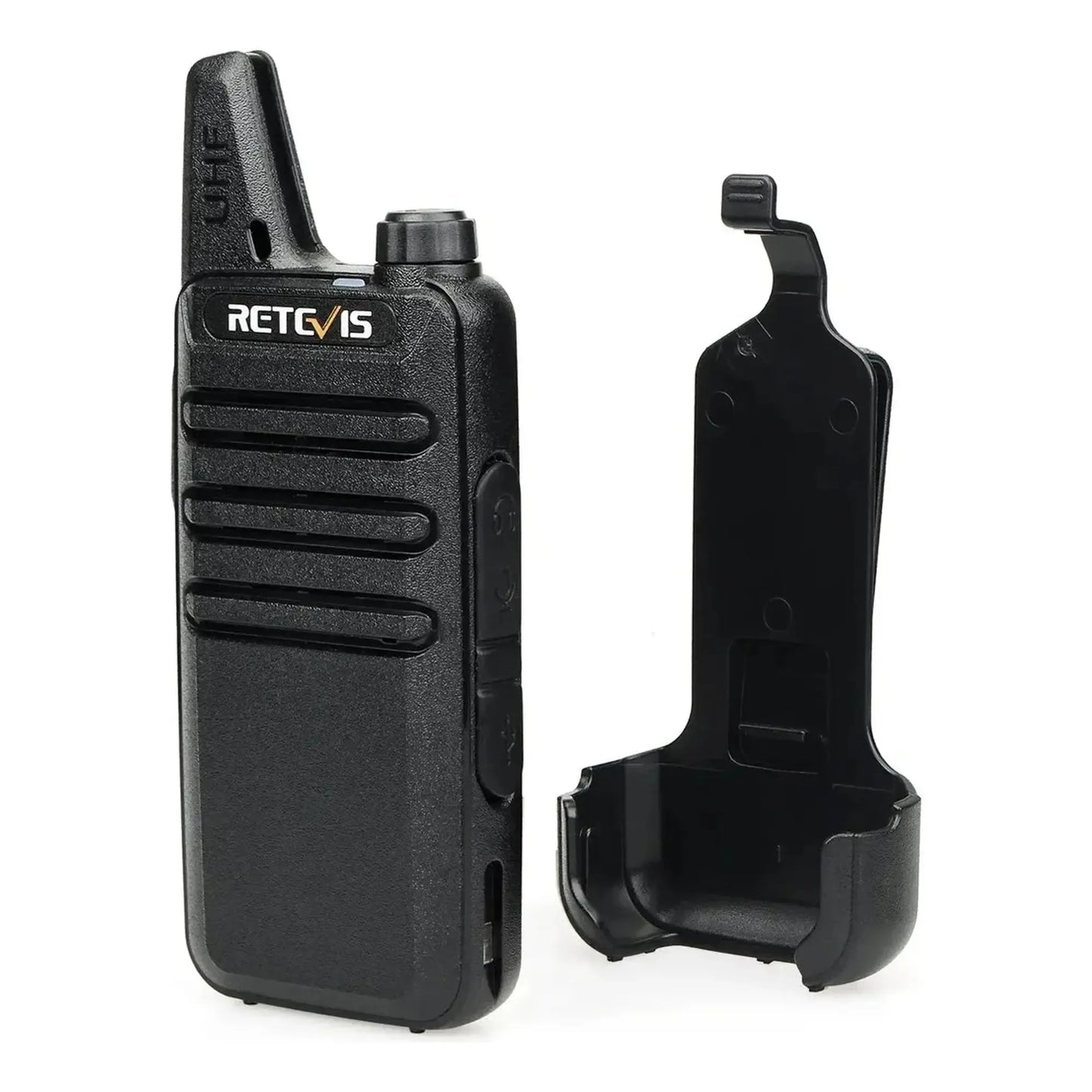 Par radios walkie talkie Retevis RT22 UHF Analógico 2W 16 canales incluye manos libres