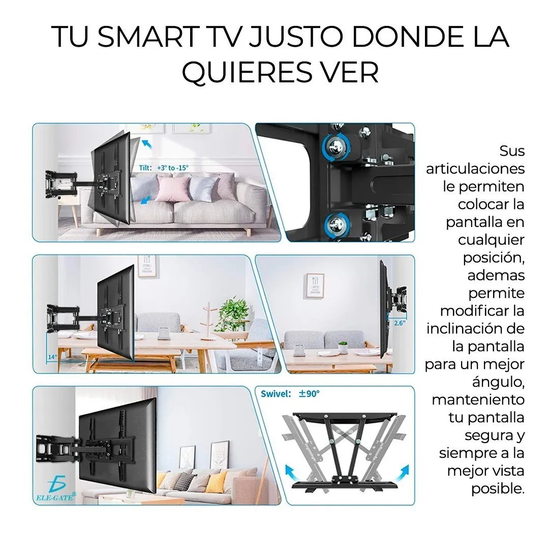 Soporte para tv pantalla de 32 A 70 pulgadas articulado inclinable