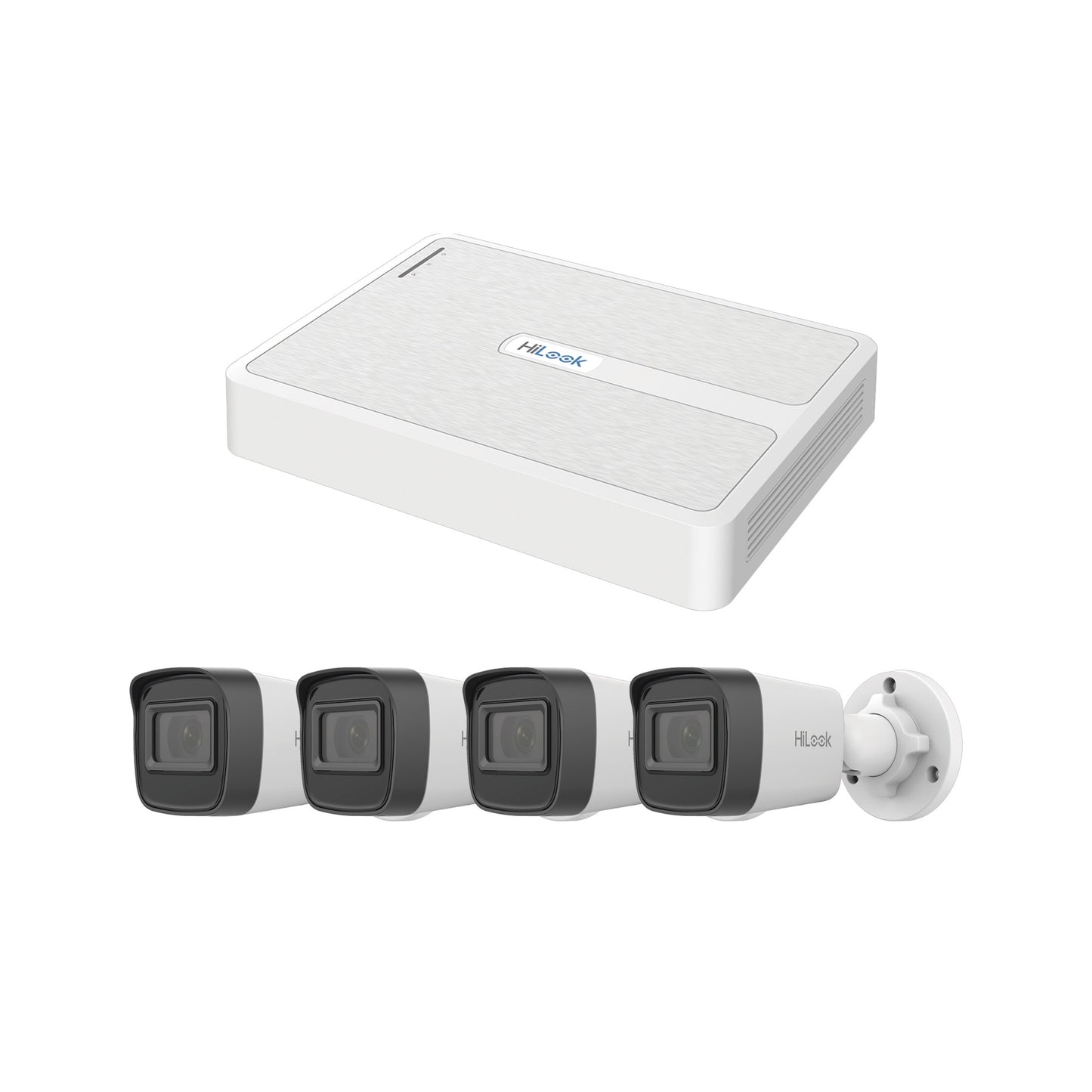 Kit IP HiLOOK by Hikvision KIPH4B/2MP 2 Megapixeles NVR de 8 Canales con 8 Puertos PoE / 4 Cámaras IP Bala para Exterior