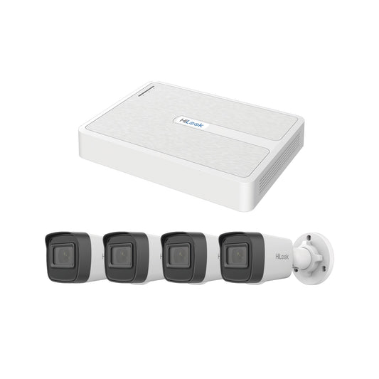 Kit IP HiLOOK by Hikvision KIPH4B/2MP 2 Megapixeles NVR de 8 Canales con 8 Puertos PoE / 4 Cámaras IP Bala para Exterior