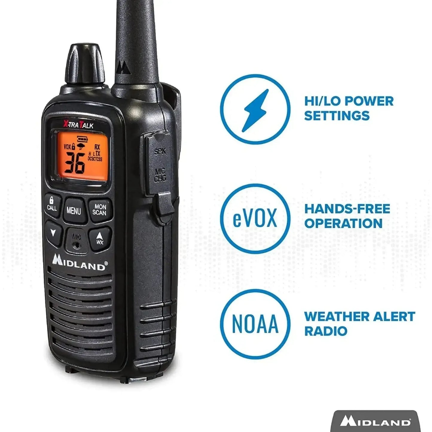 Radios Walkie Talkie Midland LXT600VP3 48km 36 canales GMRS FRS
