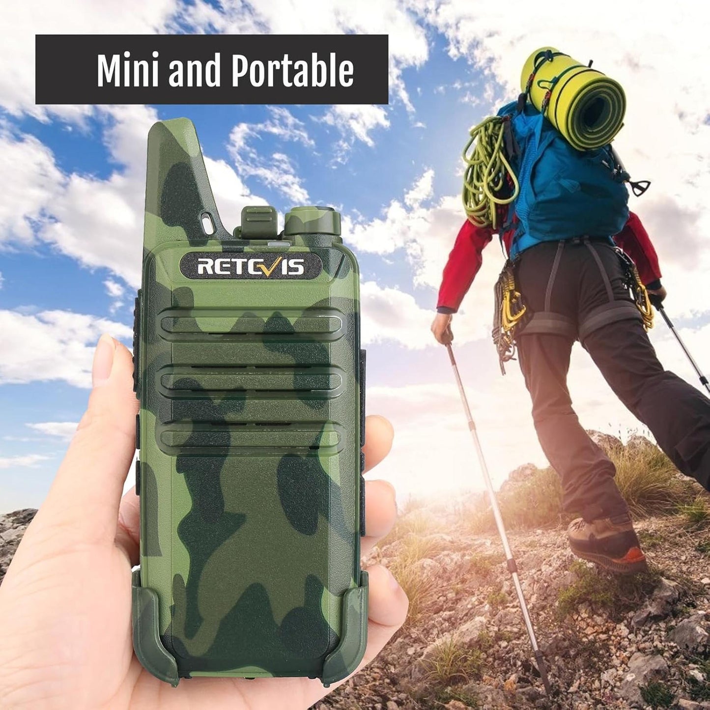 Par radios Walkie Talkie Retevis RT22 CAMO UHF Analógico 22canales 2W