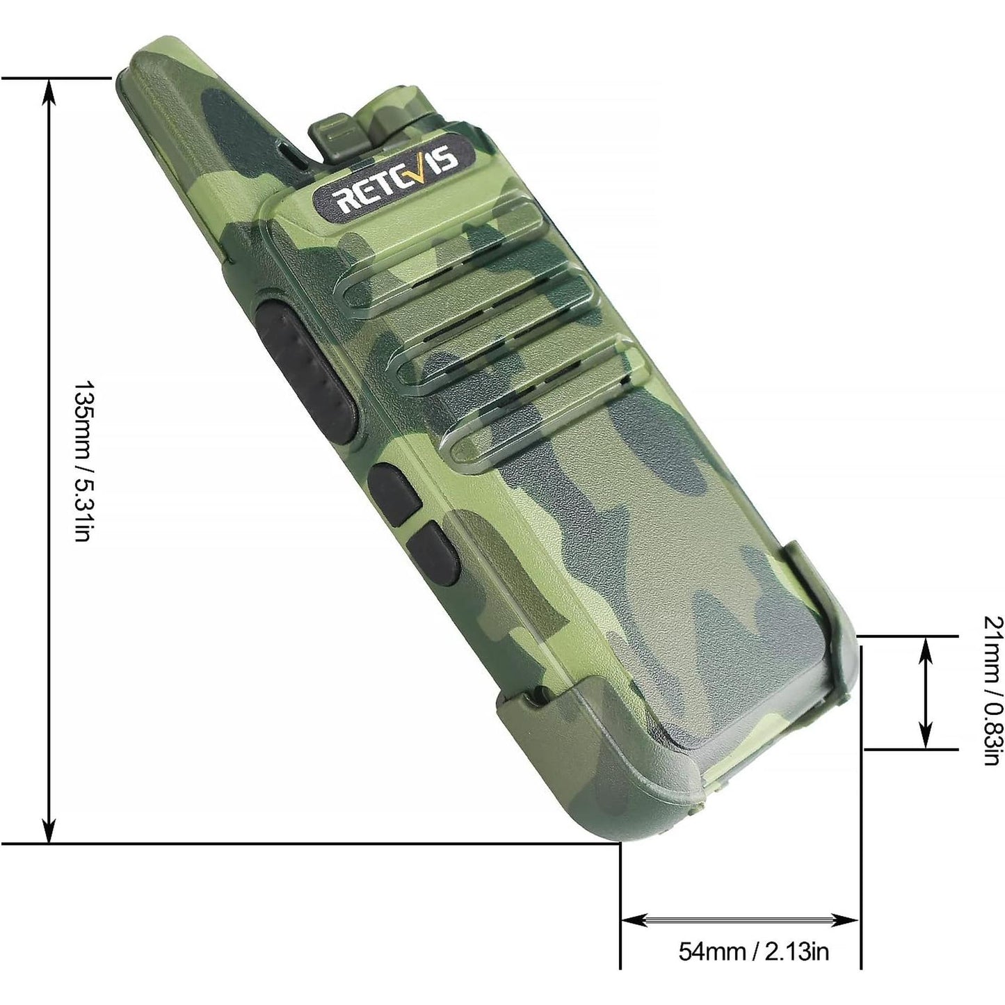 Par radios Walkie Talkie Retevis RT22 CAMO UHF Analógico 22canales 2W
