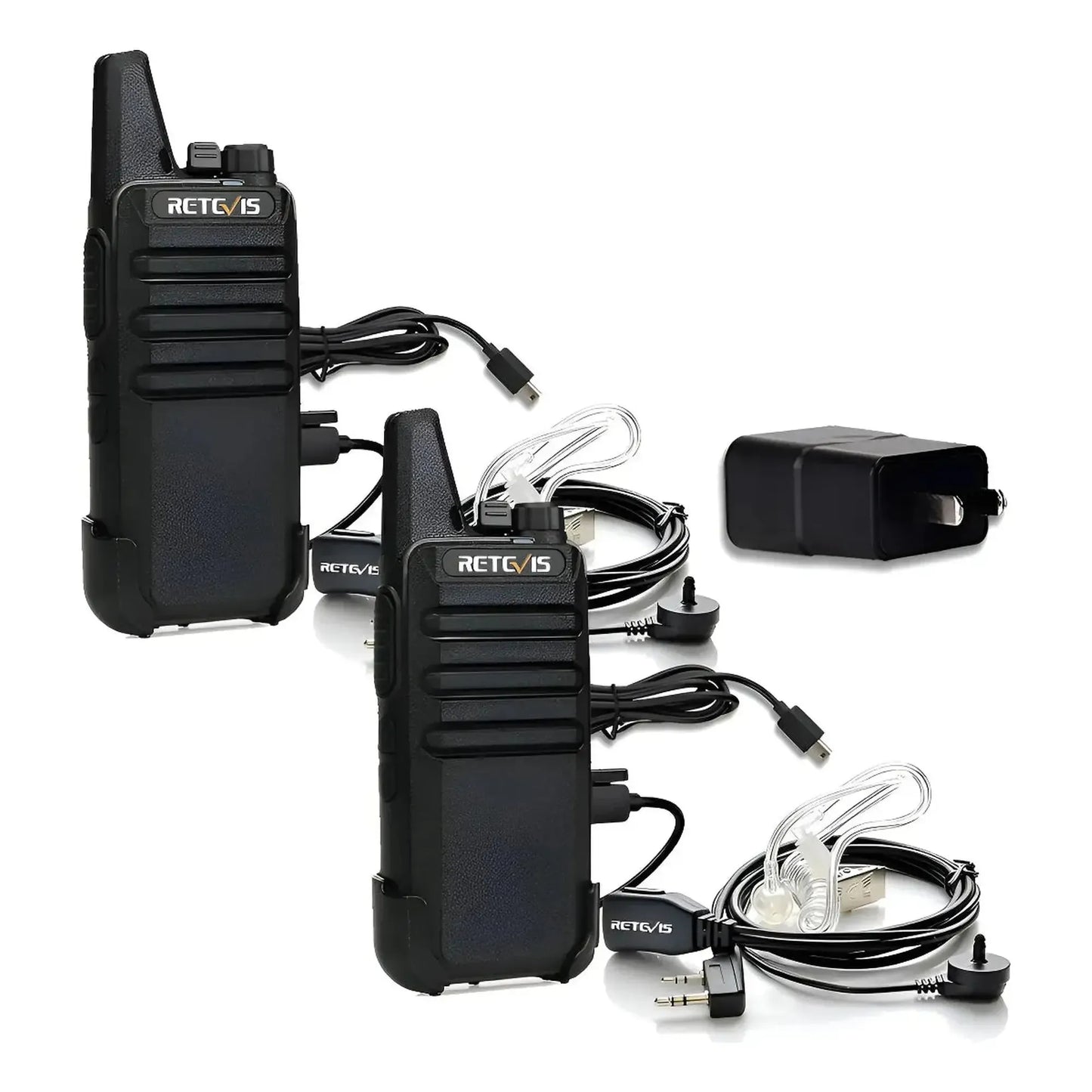 Par radios walkie talkie Retevis RT22 UHF Analógico 2W 16 canales incluye manos libres