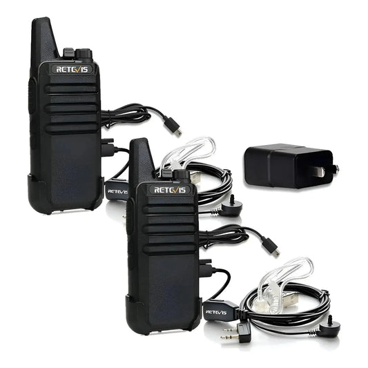 Par radios walkie talkie Retevis RT22 UHF Analógico 2W 16 canales incluye manos libres