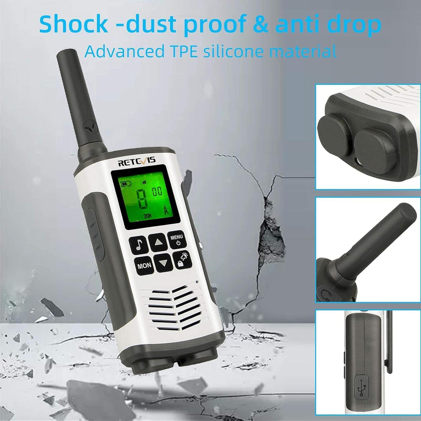 Par radios walkie talkie Retevis RT45 Eztalk GMRS FRS 22 canales