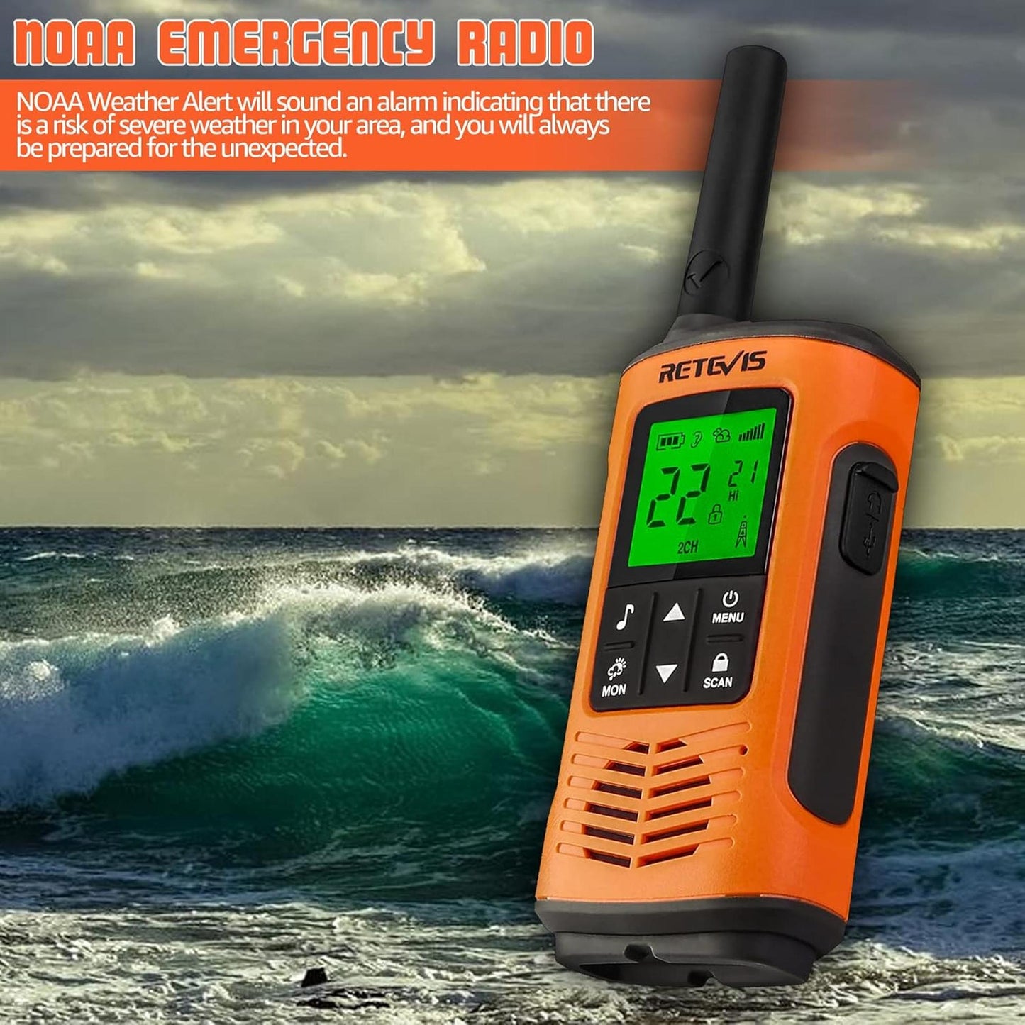 Par radios walkie talkie Retevis RT45P Sumergibles GMRS FRS 22 canales