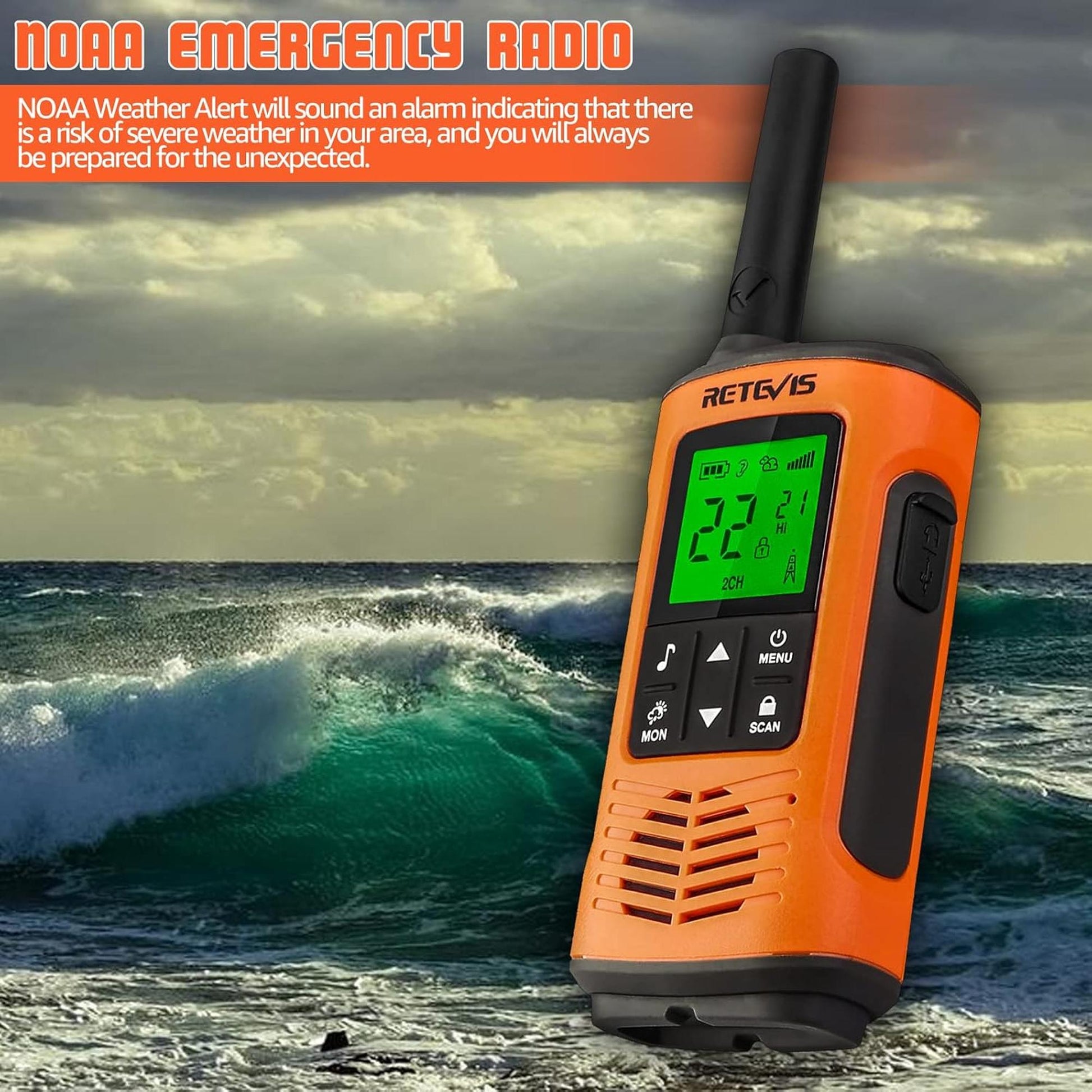 Par radios walkie talkie Retevis RT45P Sumergibles GMRS FRS 22 canales