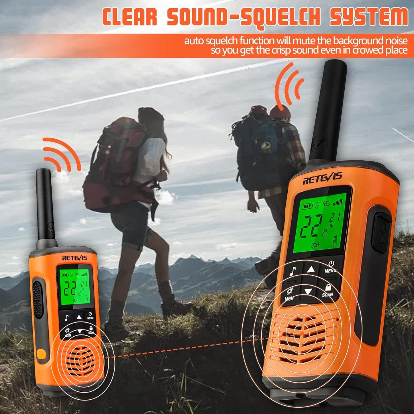 Par radios walkie talkie Retevis RT45P Sumergibles GMRS FRS 22 canales