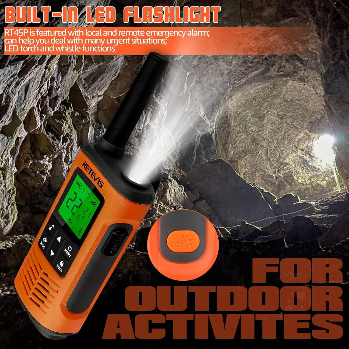 Par radios walkie talkie Retevis RT45P Sumergibles GMRS FRS 22 canales