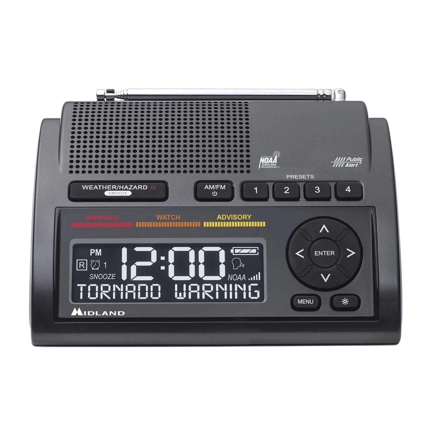 Radio meteorológico Midland con alerta sísmica WR400 Sirena cobertura SASMEX