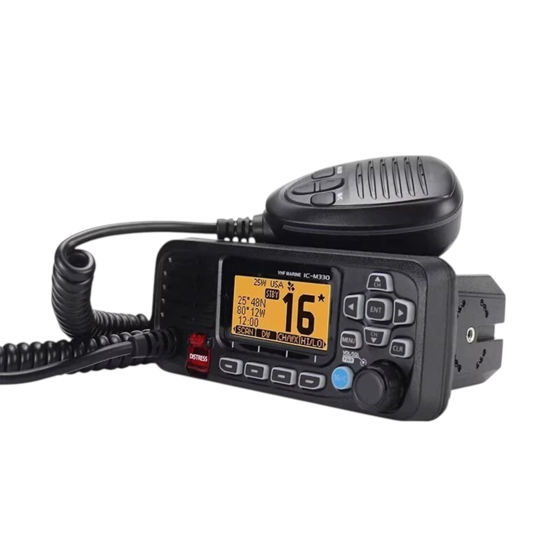 Radio Móvil Marino iCom IC-M330GB GPS interconstruido clase D DSC 25W IPX7 incluye micrófono
